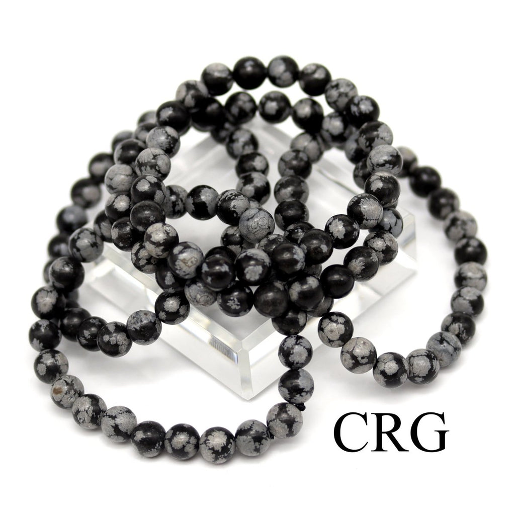 QTY 1 - Snowflake Obsidian Stretch Bracelet / 8mm AVG