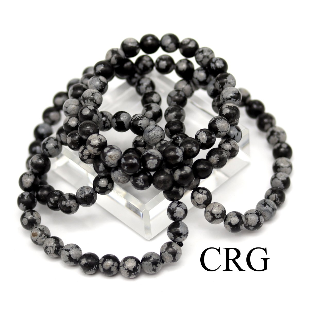 QTY 1 - Snowflake Obsidian Stretch Bracelet / 8mm AVG