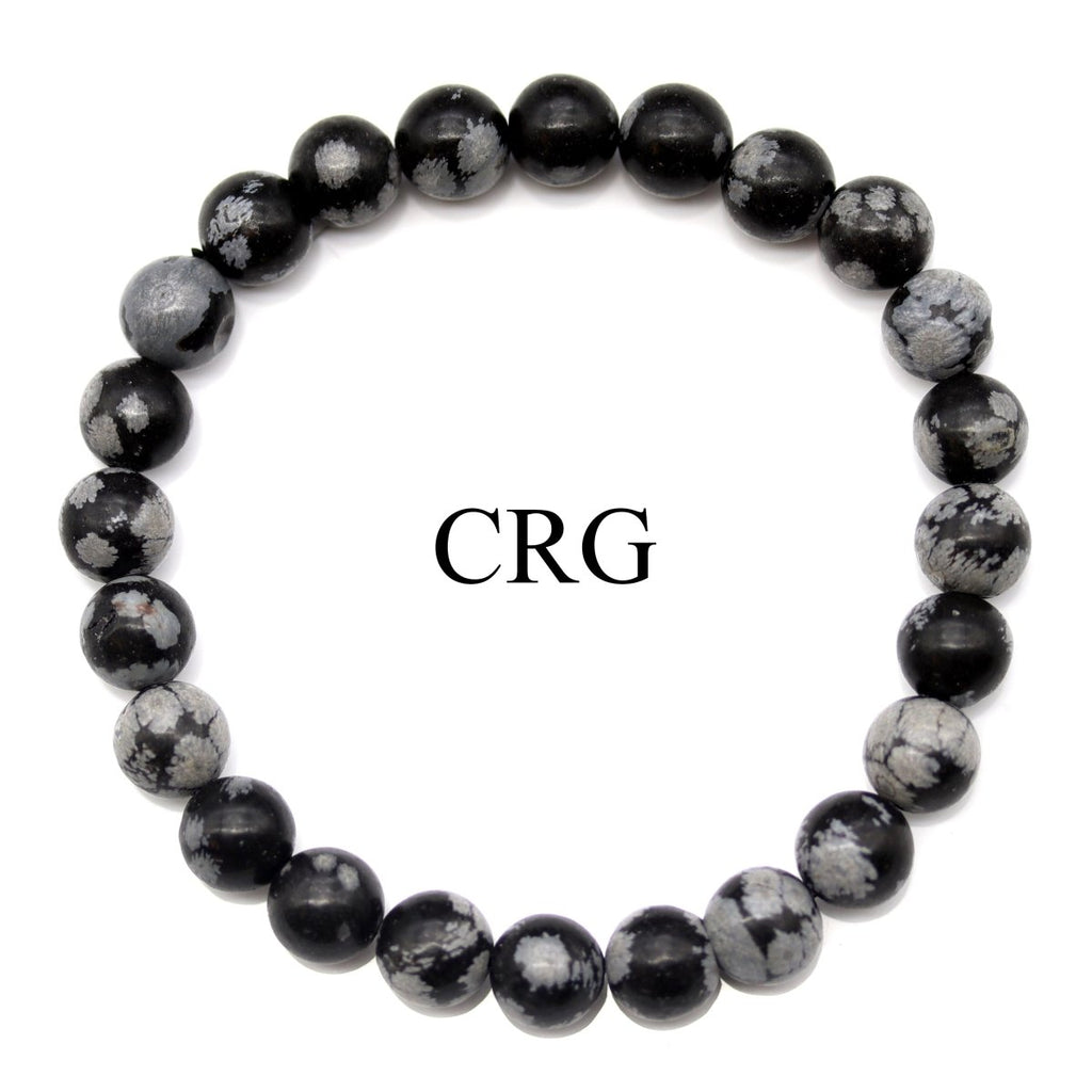 QTY 1 - Snowflake Obsidian Stretch Bracelet / 8mm AVG