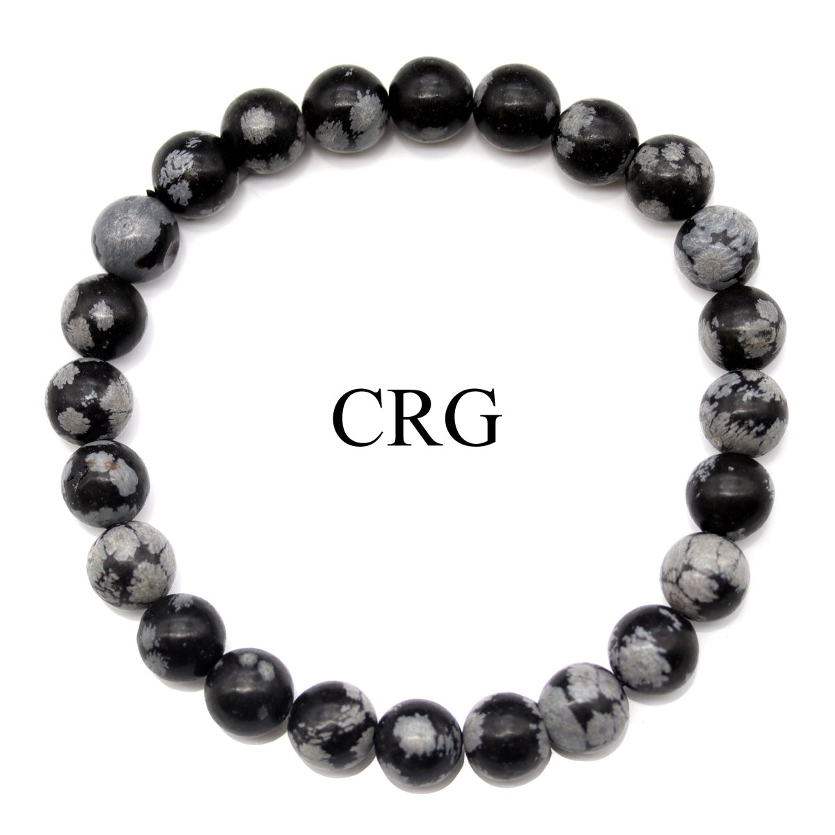 QTY 1 - Snowflake Obsidian Stretch Bracelet / 8mm AVG