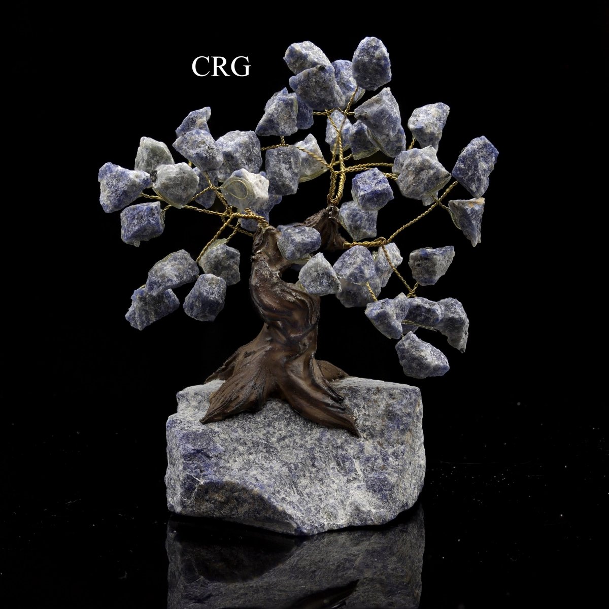 QTY 1 - Sodalite Bonsai Tree On Rough Rock Base / 4-5" AVG