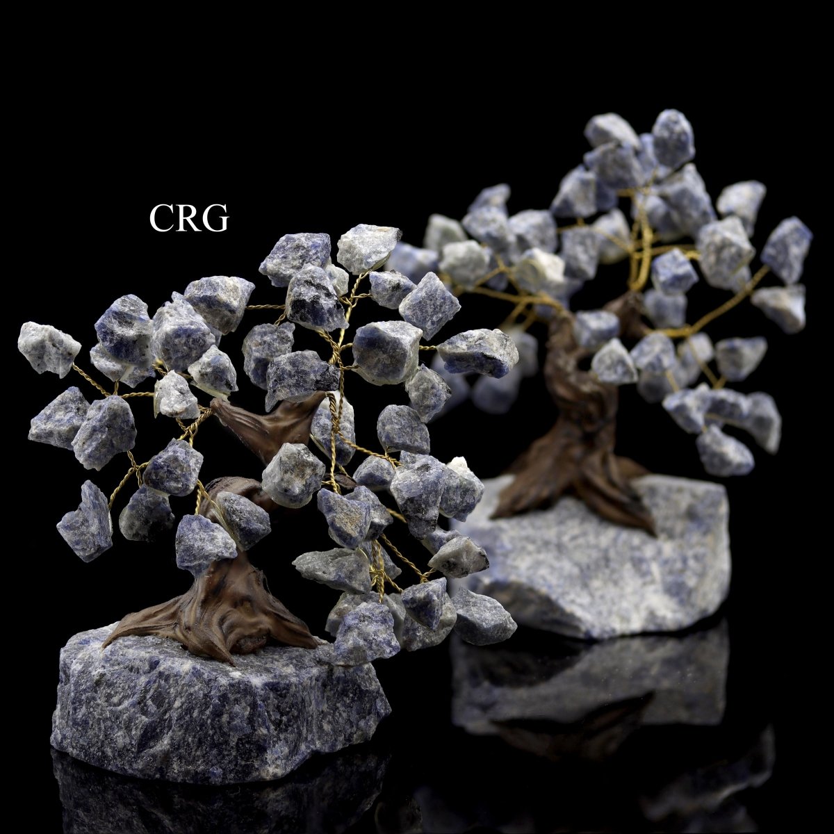 QTY 1 - Sodalite Bonsai Tree On Rough Rock Base / 4-5" AVG