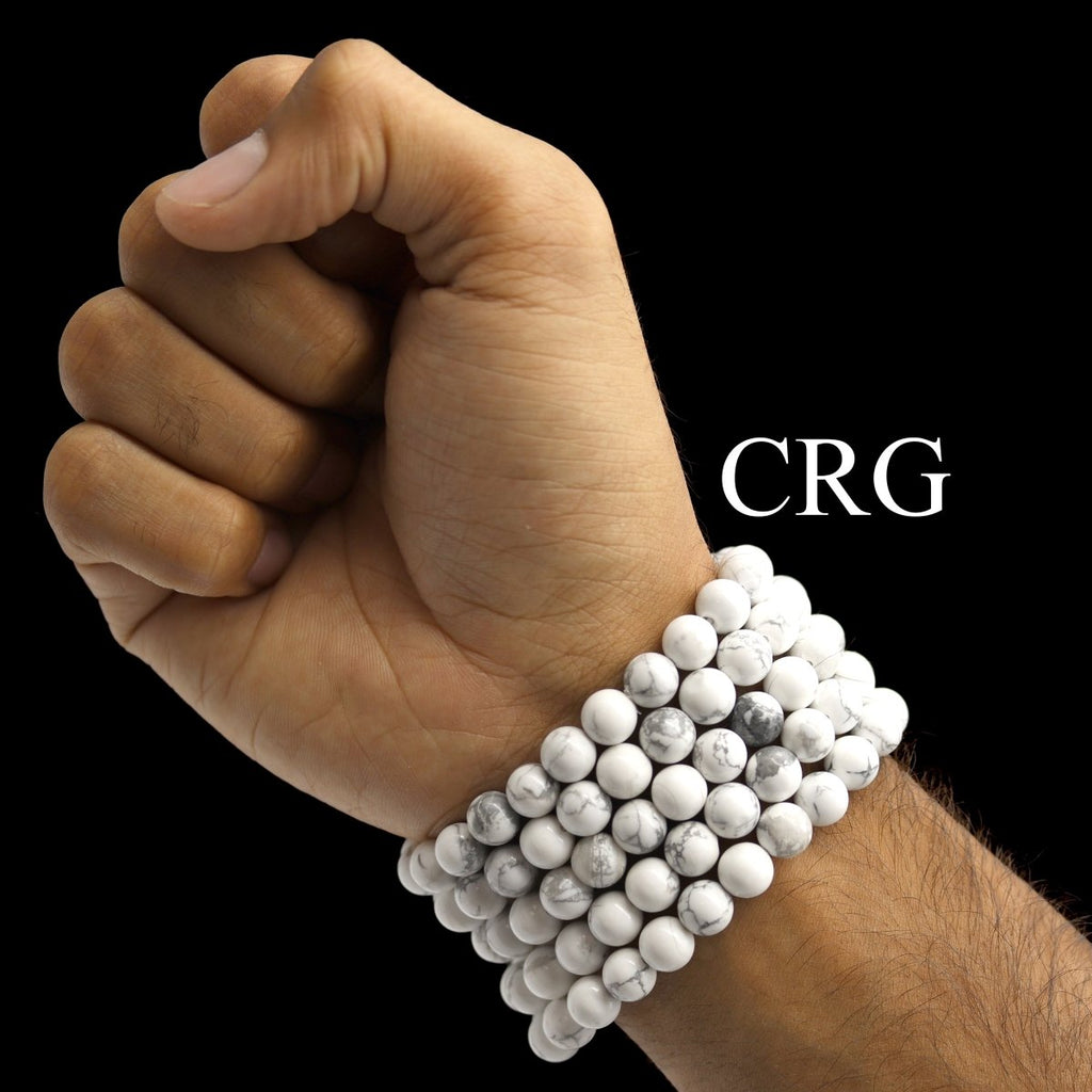 QTY 1 - White Howlite Stretch Bracelet / 8 mm Round Beads