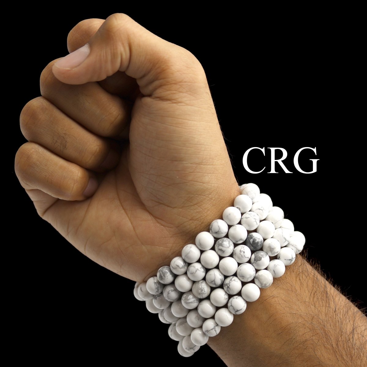 QTY 1 - White Howlite Stretch Bracelet / 8 mm Round Beads