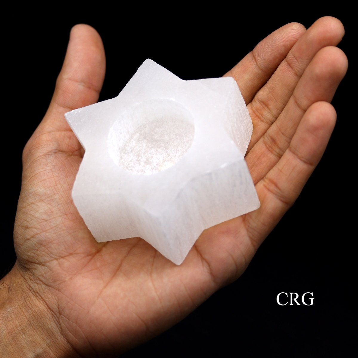 Selenite 6-Point Star Candleholder 3 Inches (1 Piece)