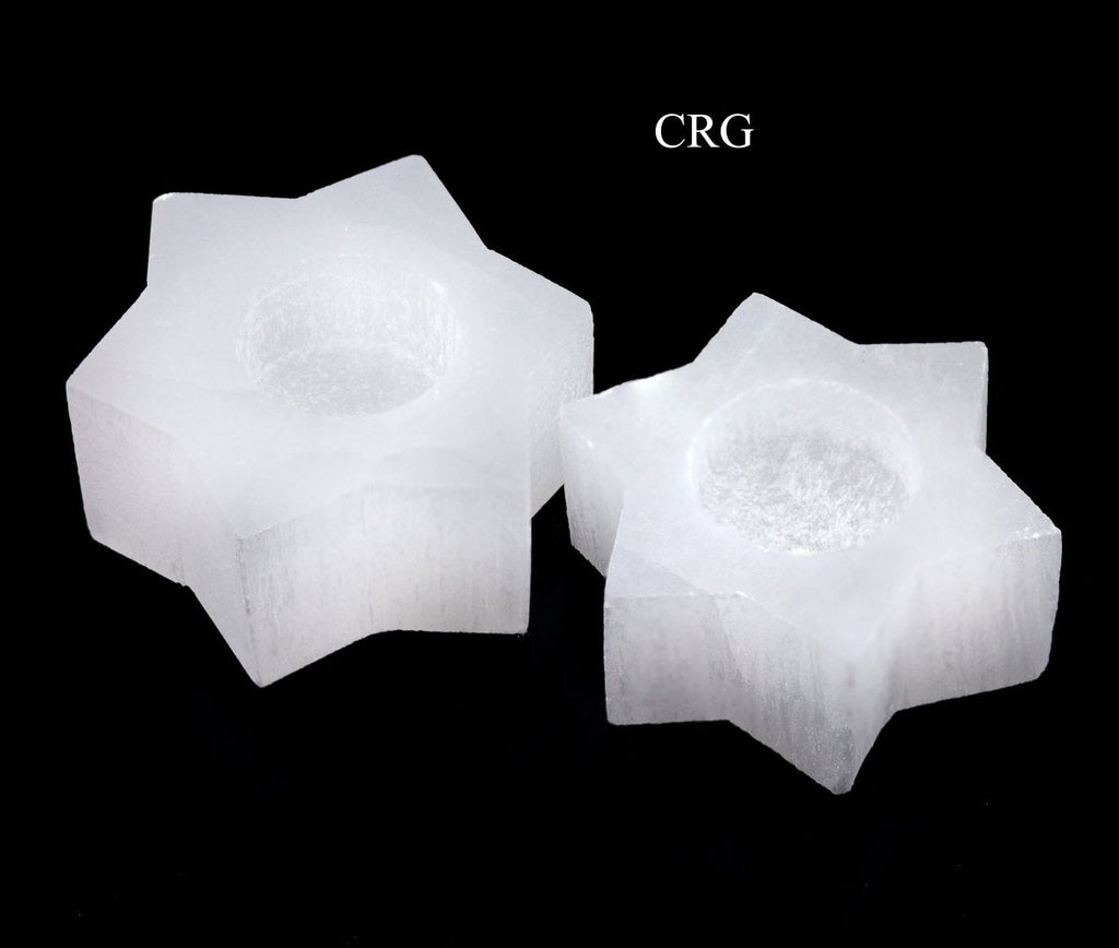 Selenite 6-Point Star Candleholder 3 Inches (1 Piece)