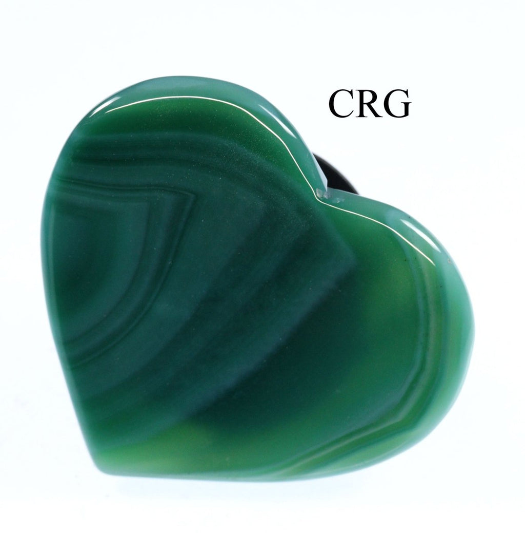 SET OF 10 - Polished GREEN Agate Slice Heart Phone Grips / 2-3" AVG