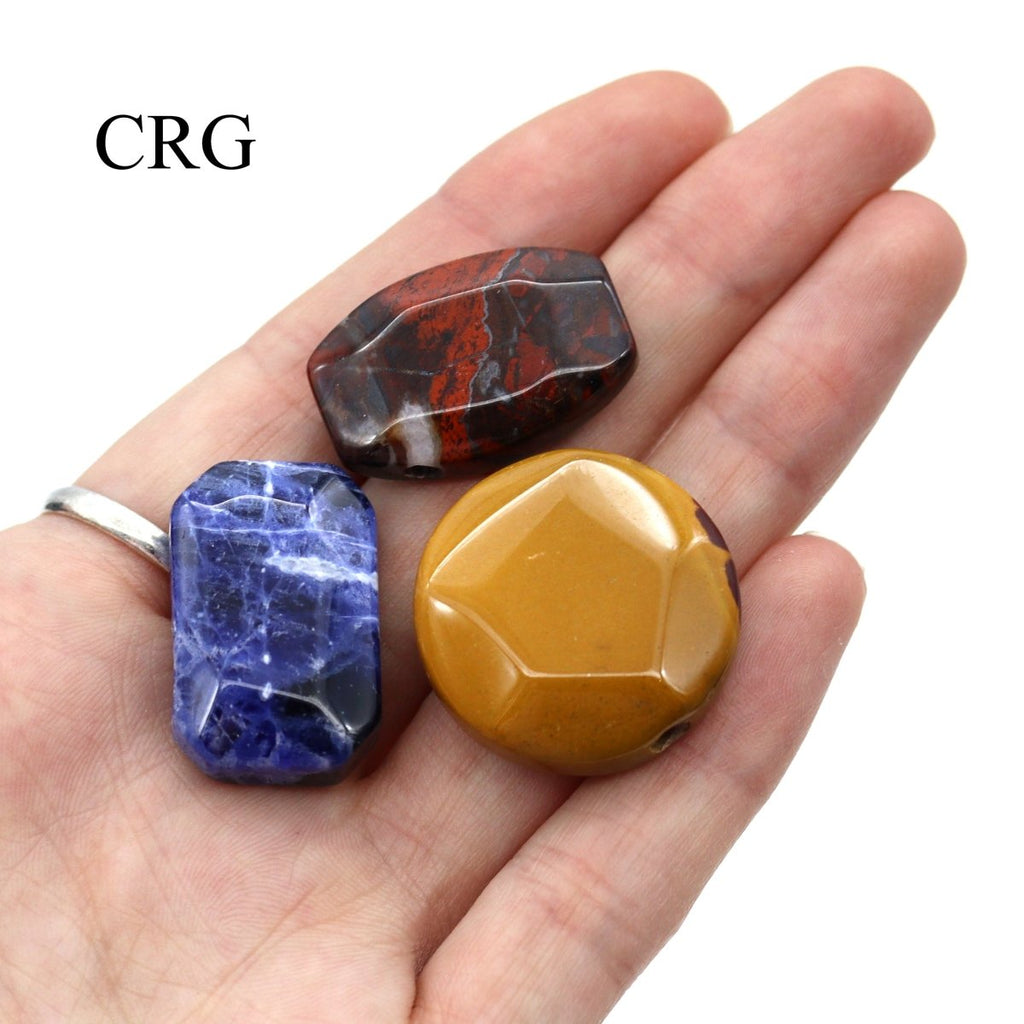 SET OF 15 - Assorted Gemstone Drilled Pendants / 26mm AVG