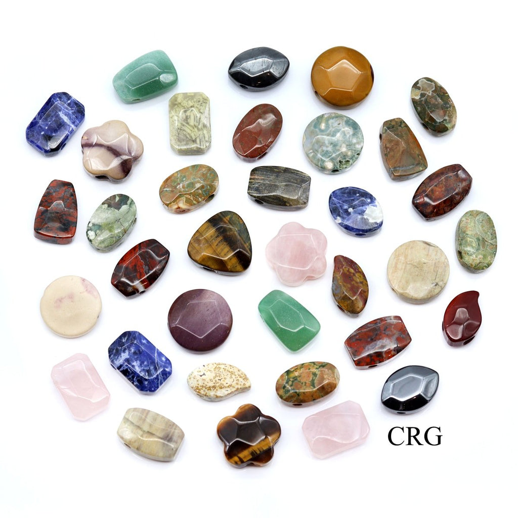 SET OF 15 - Assorted Gemstone Drilled Pendants / 26mm AVG