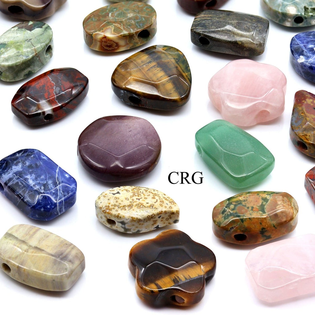 SET OF 15 - Assorted Gemstone Drilled Pendants / 26mm AVG