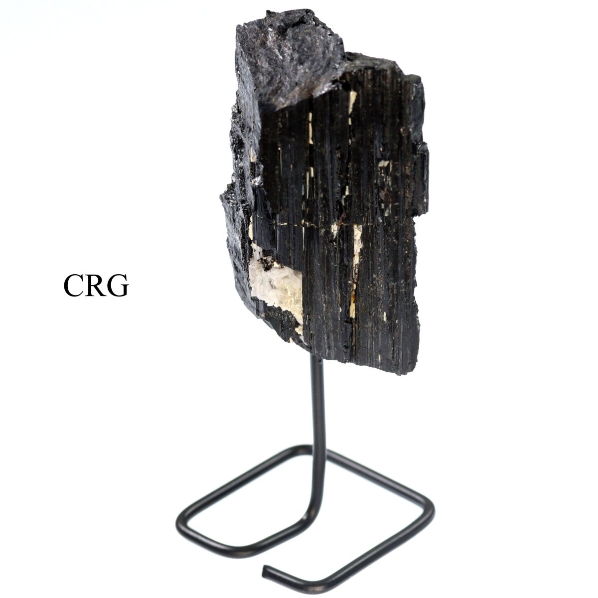 SET OF 2 - Black Tourmaline Specimen on Metal Stand / 3-4" AVG