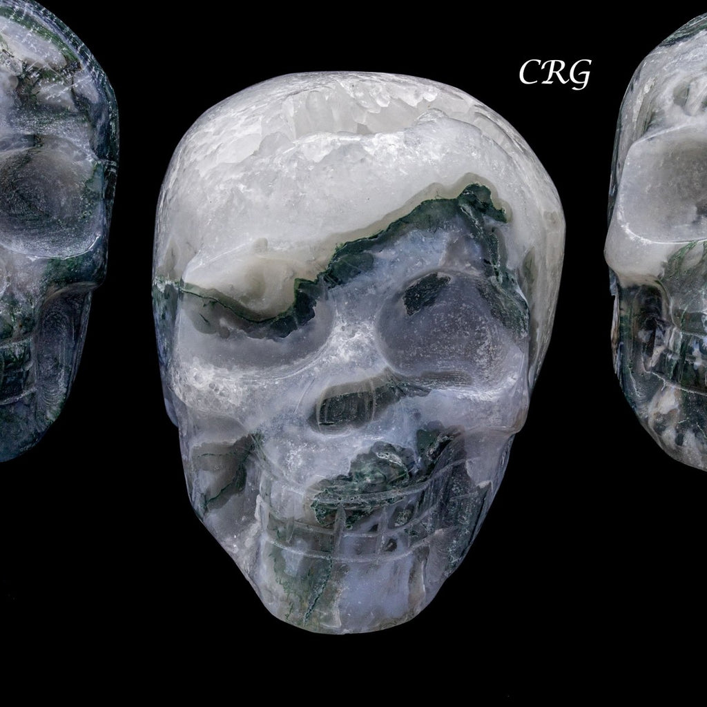 Set of 2 Moss Agate Skulls