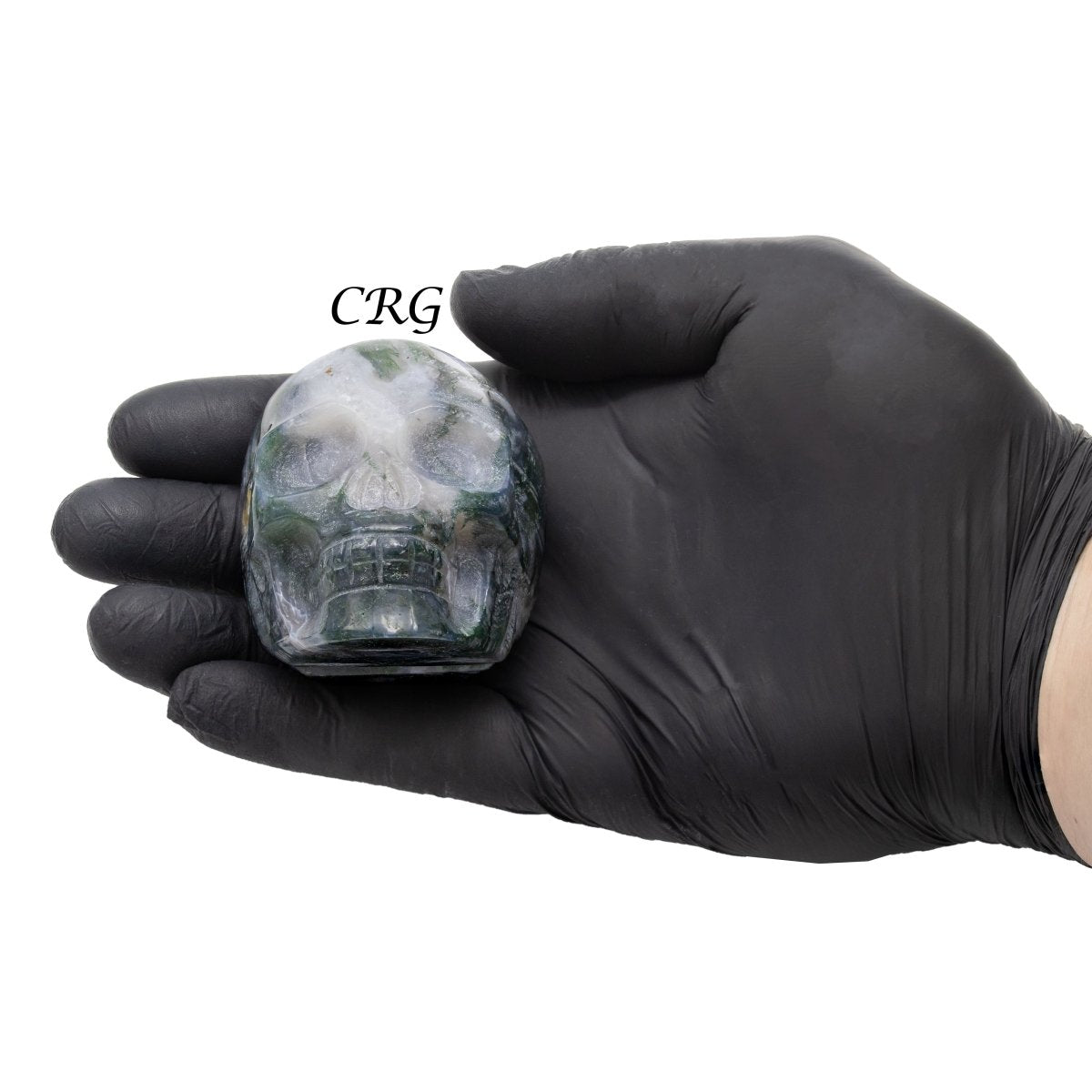 Set of 2 Moss Agate Skulls