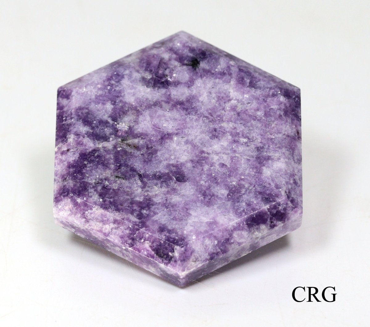 SET OF 3 - Flat Lepidolite Gemstone Hexagon Palm Stone / 2" AVG