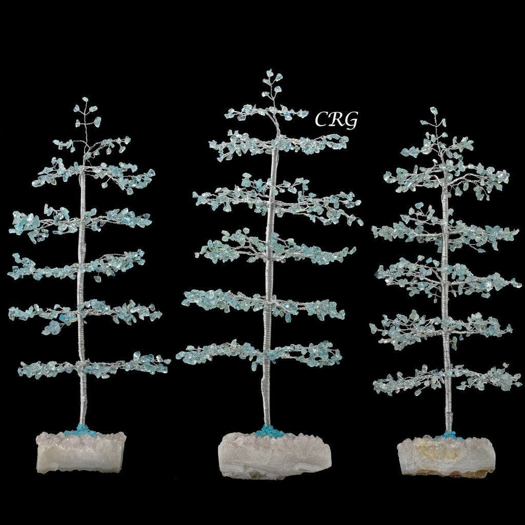 SET OF 4 -Blue Topaz - 500 Gemstone Chip Tree w/ Cluster Base - Silver Wire