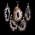SET OF 4 -Silver Plated Oco Geode Slice Pendant / 1"-2" AVG