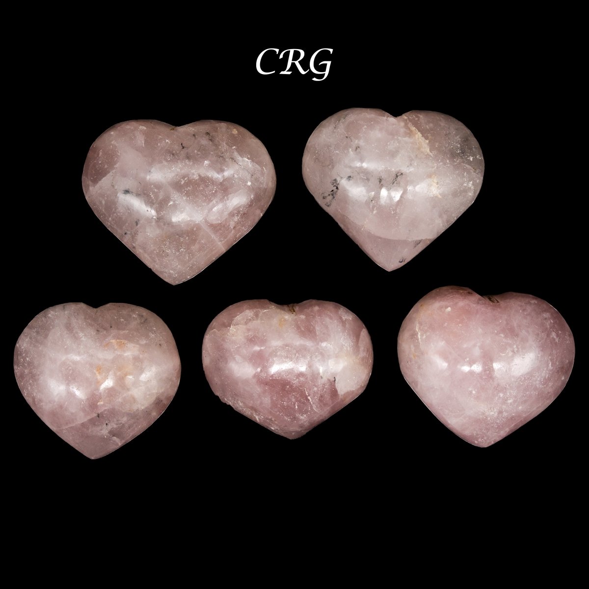 SET OF 5 - Rose Quartz Gemstone Puffy Heart / 1-2" AVG