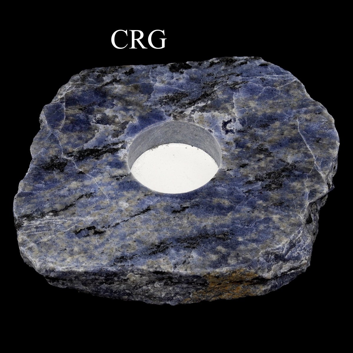 Sodalite Tea Light Candle Holder with Felt Bottom (1 Piece) Size 4.5 to 5.5 Inches Crystal Slab Decor