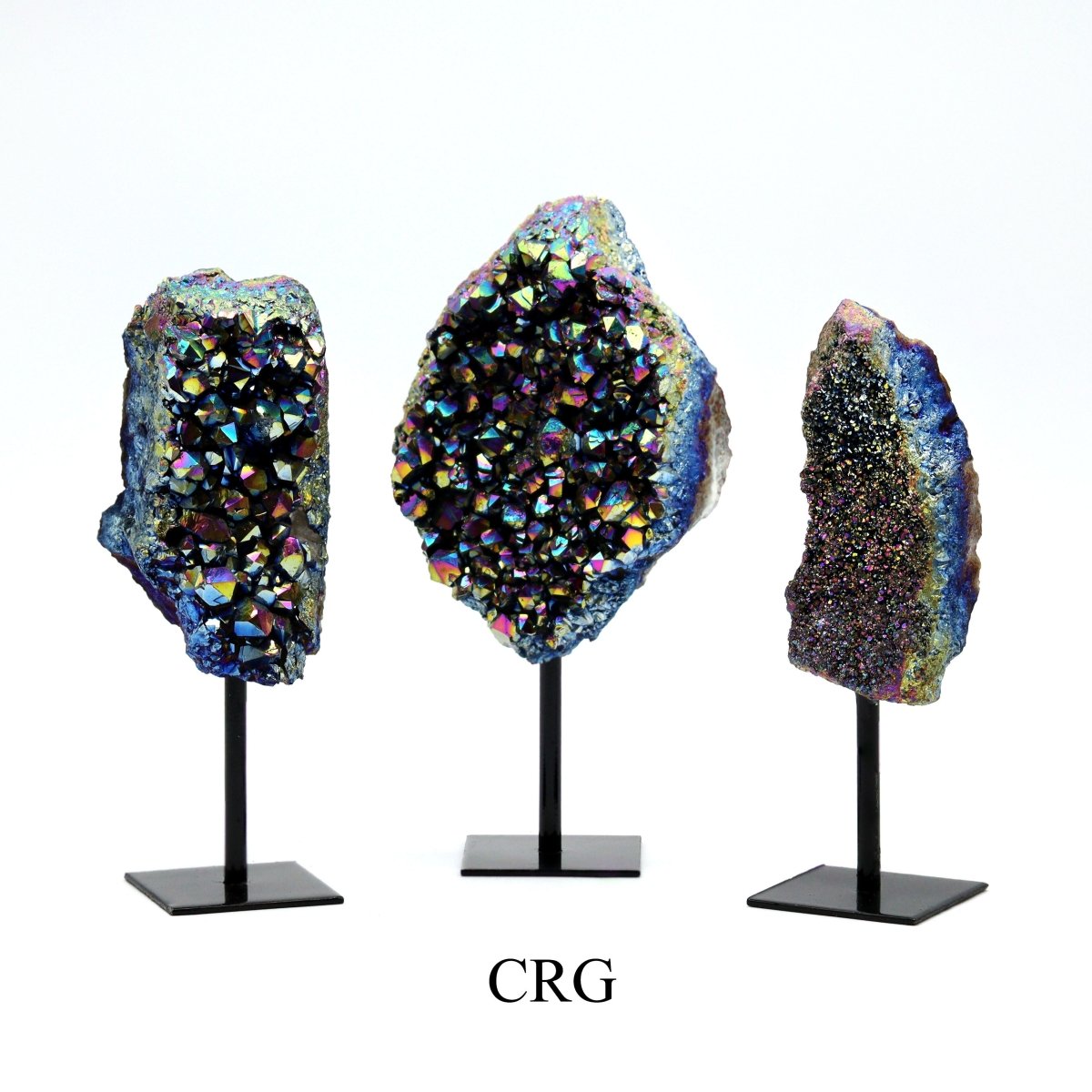 Titanium Aura Amethyst (300-500 Grams) (1 Pc) Large Titanium Aura Amethyst Crystal on Metal Stand