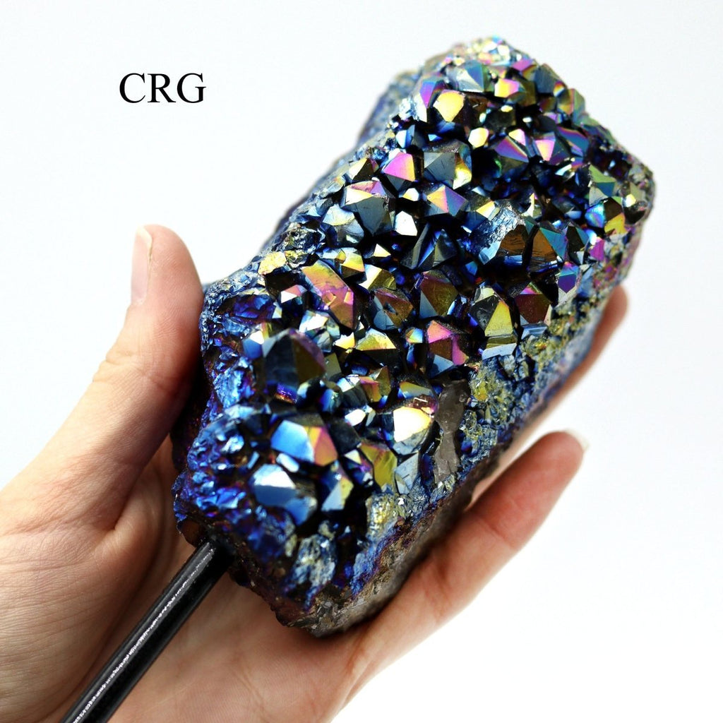Titanium Aura Amethyst (300-500 Grams) (1 Pc) Large Titanium Aura Amethyst Crystal on Metal Stand