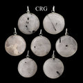 Tourmalated Quartz Round Cabochon Pendant with Silver Plating (4 Pieces) Size 1 Inch (INJD)