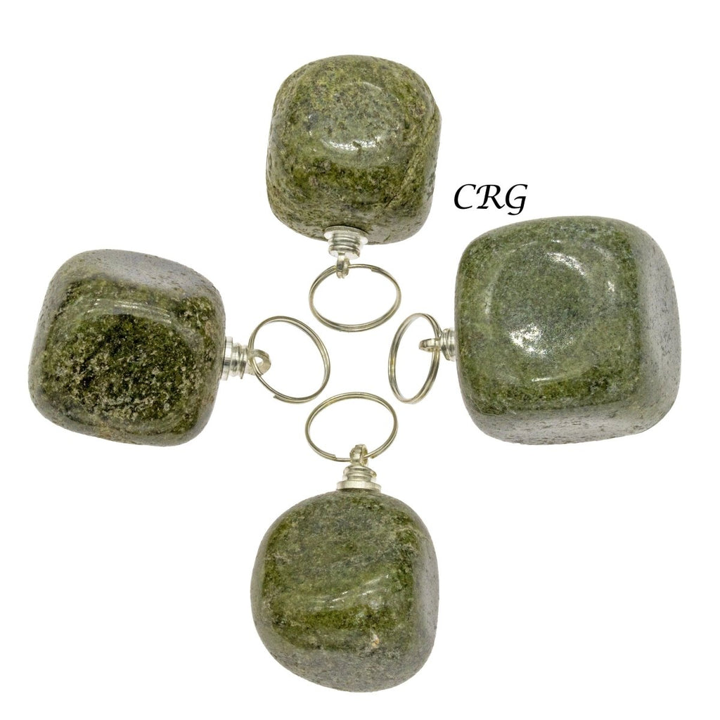 Vesuvianite Tumbled Pendant with Silver Bail (4 Pieces) 1 Inch (INJD)